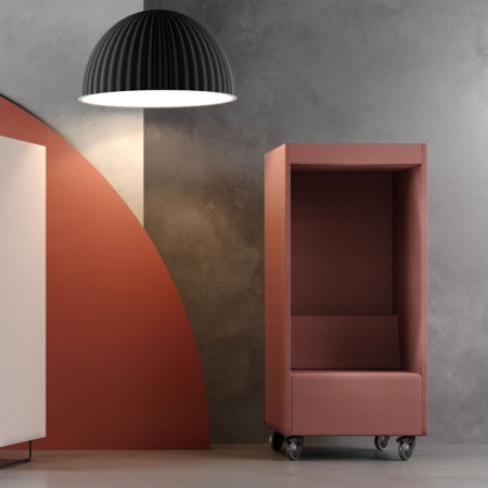 Cabine phonique Quadra beige avec assise et roulettes – Quadra 2