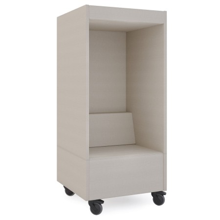 Cabine phonique Quadra beige avec assise et roulettes – Quadra