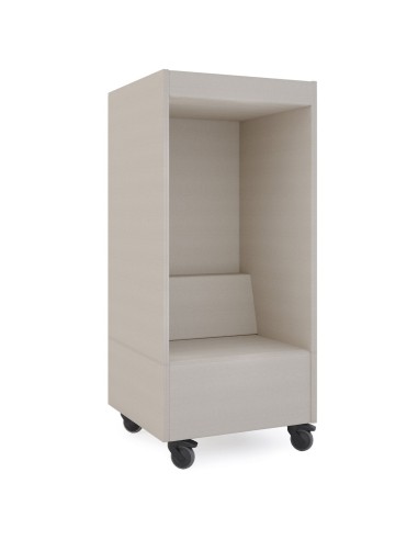 Cabine phonique Quadra beige avec assise et roulettes – Quadra
