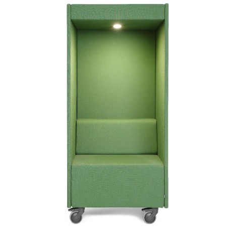 Cabine phonique Quadra verte avec assise et lumière LED – Quadra