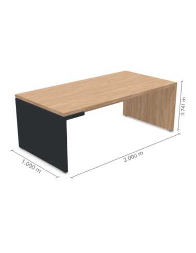Dimensions bureau MIT3 L. 200 cm
