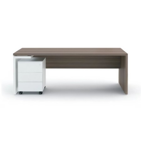 Bureau avec caisson de rangement blanc