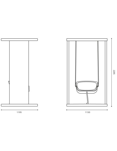 Dimensions du Social Swing Single avec vue latérale – Social Swing Single