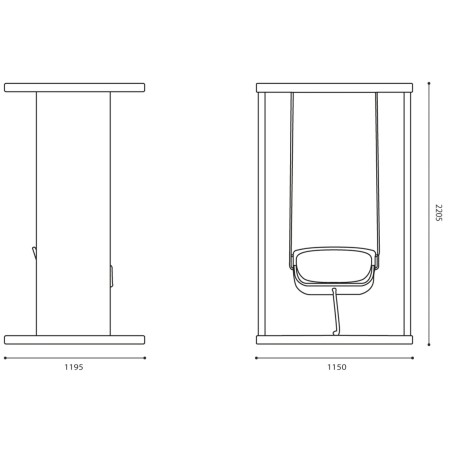 Dimensions du Social Swing Single avec vue latérale – Social Swing Single