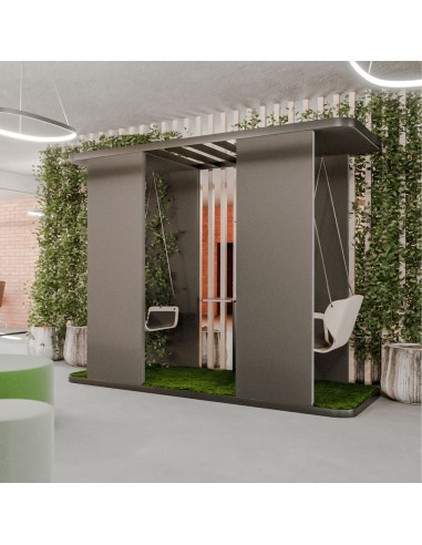 Social Swing vert installé dans un jardin – Social Swing