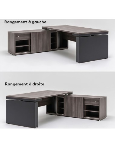 Possibilité de rangement à gauche ou à droite sur bureau de direction