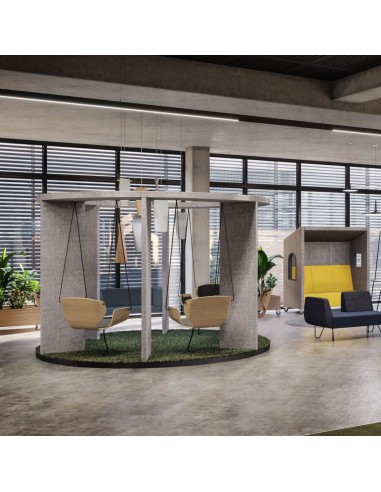 Social Swing circulaire vert dans un open space collaboratif – Social Swing