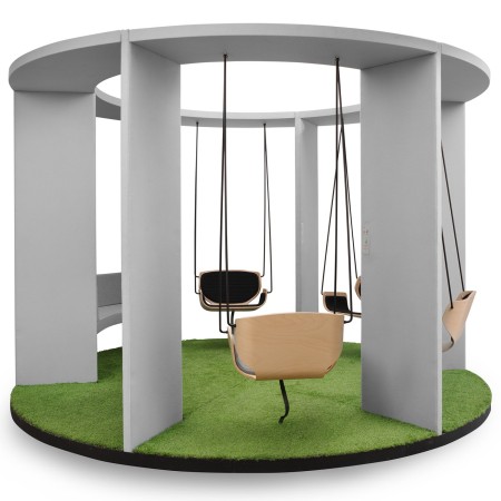 Social Swing circulaire blanc avec assises suspendues vertes – Social Swing