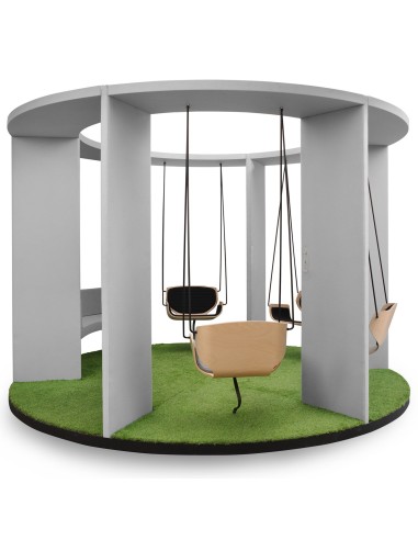 Social Swing circulaire blanc avec assises suspendues vertes – Social Swing