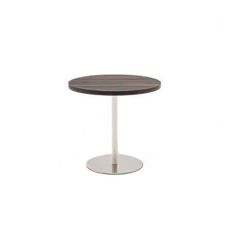 Petite table de réunion en bois foncé avec piétement blanc