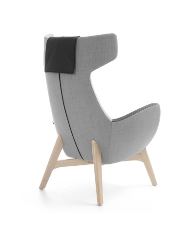 Fauteuil Umm gris avec pieds bois, vue latérale droite – Umm