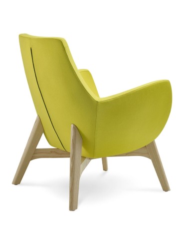 Fauteuil Umm vert avec pieds bois, vue latérale gauche – Umm