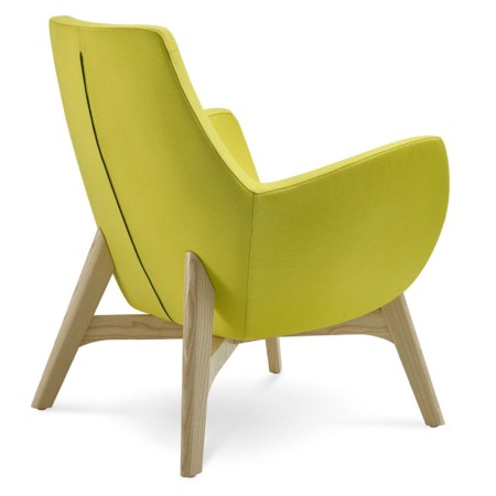 Fauteuil Umm vert avec pieds bois, vue latérale gauche – Umm