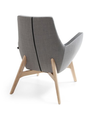 Fauteuil Umm gris avec pieds bois, vue latérale gauche – Umm