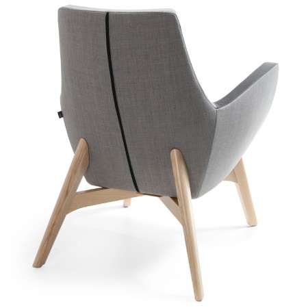 Fauteuil Umm gris avec pieds bois, vue latérale gauche – Umm