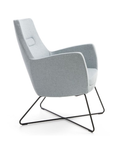 Fauteuil Umm gris clair sur piètement métal, vue latérale gauche – Umm