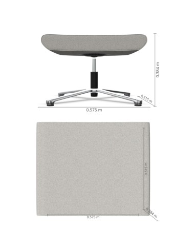 Dimensions du repose-pieds Umm, vues face et profil – Umm