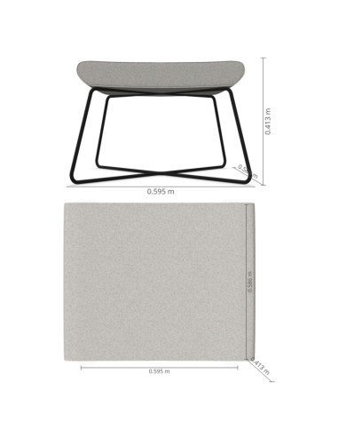 Dimensions du repose-pieds Umm, vues face et profil – Umm