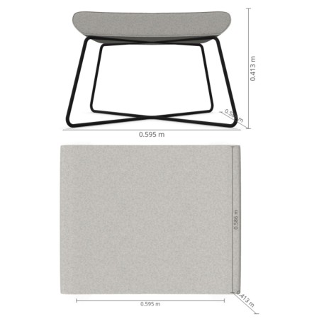 Dimensions du repose-pieds Umm, vues face et profil – Umm