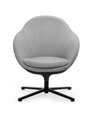 Fauteuil Vieni gris clair sur base pivotante noire – Vieni