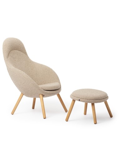 Fauteuil et repose-pieds Vieni beige – Vieni