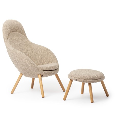 Fauteuil et repose-pieds Vieni beige – Vieni