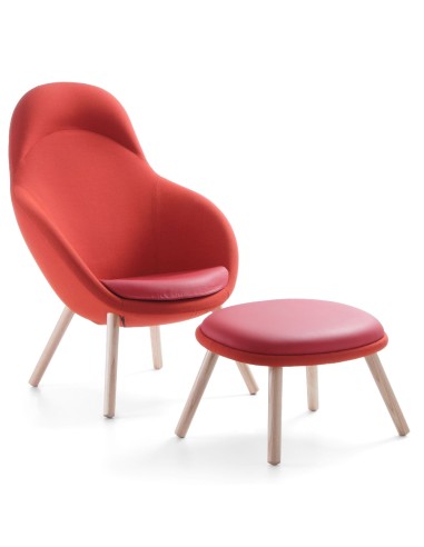 Duo Vieni rouge et repose-pieds bois – Vieni