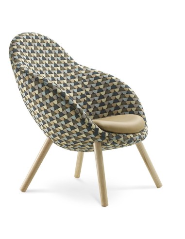 Vieni motif géométrique, piètement bois clair – Vieni