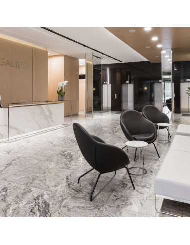 Deux fauteuils Vieni noirs dans un hall élégant – Vieni