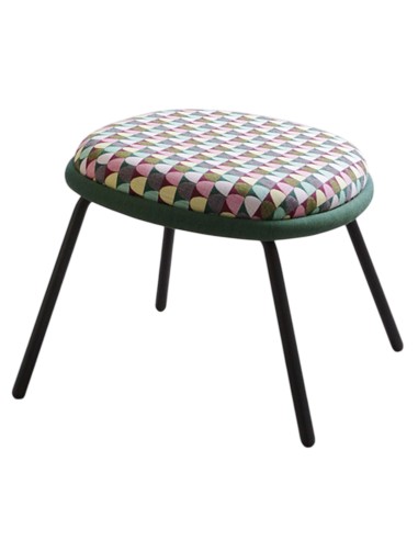 Repose-pieds Vieni tissu graphique, piètement métal noir – Vieni