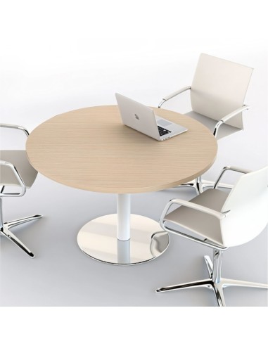 Table de réunion ronde avec sièges de travail blancs