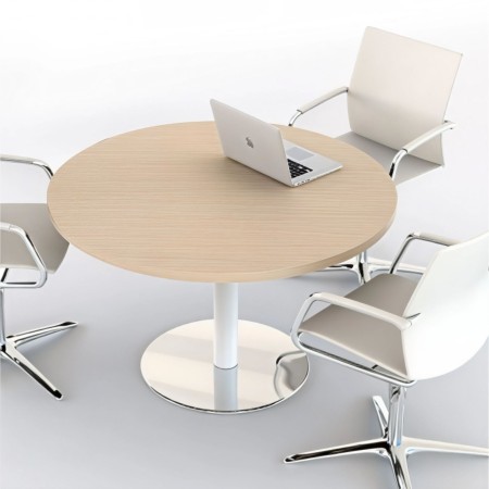 Table de réunion ronde avec sièges de travail blancs