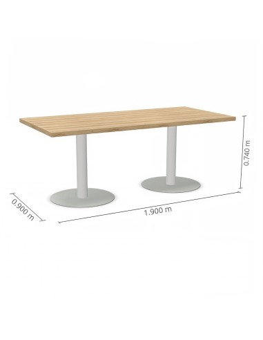 Dimensions table de conférence rectangulaire, plateau en bois clair