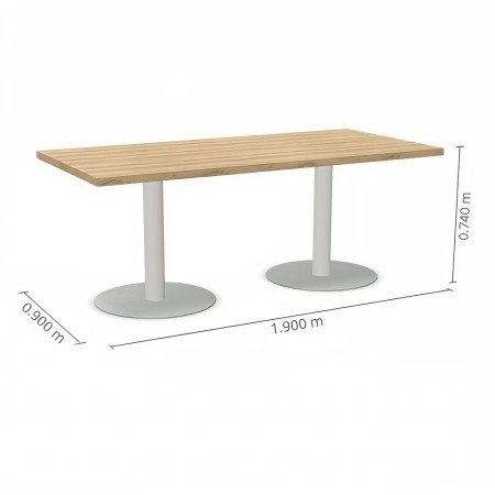 Dimensions table de conférence rectangulaire, plateau en bois clair