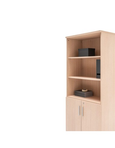 Armoire bibliothèque avec bacs de rangement vu sur le côté