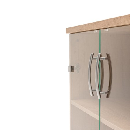 Détail des poignées de l'armoire en aluminium