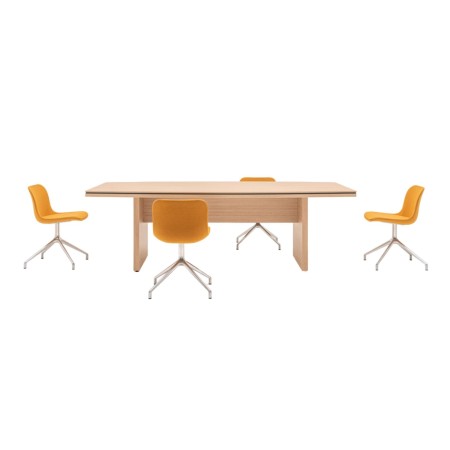 Table de conférence avec sièges visiteurs jaunes à 4 pieds