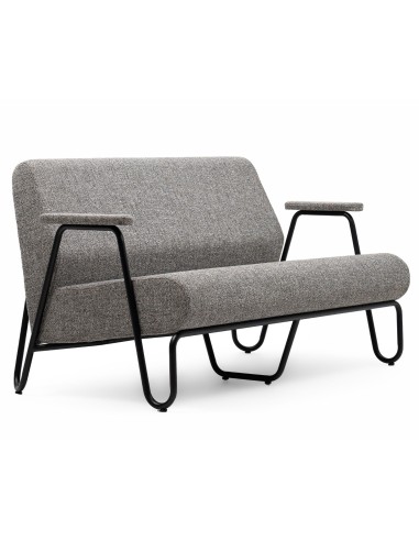 Banquette Clip en tissu gris avec accoudoirs, vue latérale – Clip