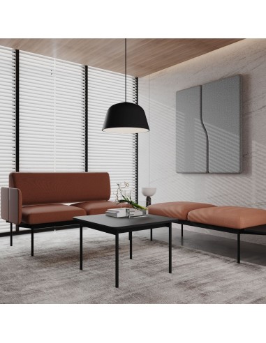 Banquette Fora Care en cuir brun dans un espace d’attente moderne – Fora Care