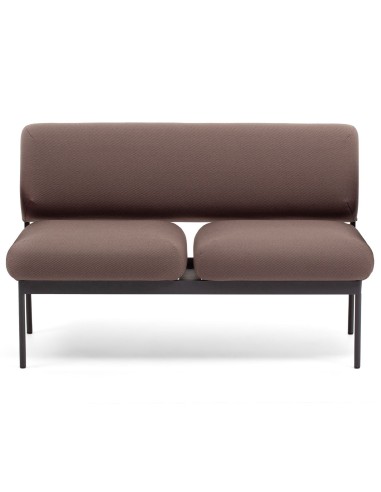 Banquette Fora Care deux places en cuir brun, vue de face – Fora Care