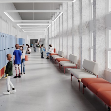 Banquette Fora Care installée dans un couloir d’hôpital moderne – Fora Care