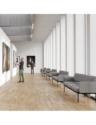 Banquettes Fora Care alignées dans un grand hall lumineux – Fora Care