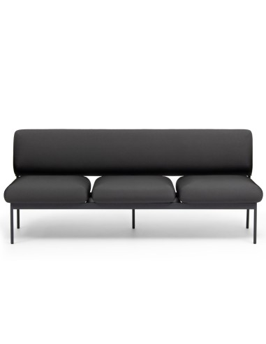 Banquette Fora Care trois places en cuir noir, vue de face – Fora Care