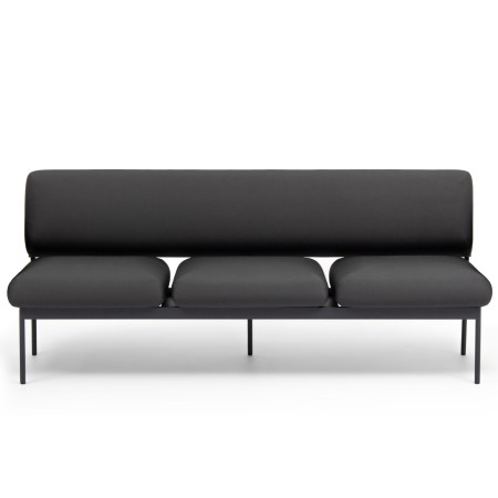 Banquette Fora Care trois places en cuir noir, vue de face – Fora Care