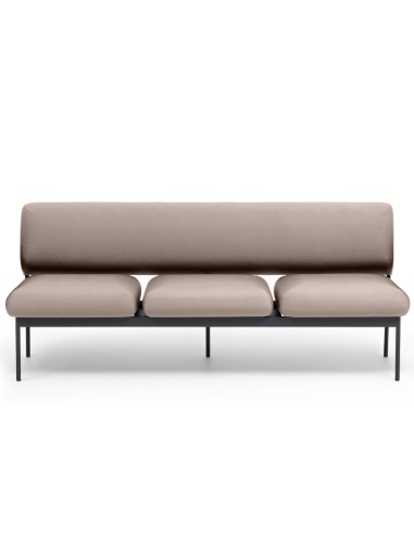 Banquette Fora Care trois places en cuir brun, idéale pour salles d’attente – Fora Care