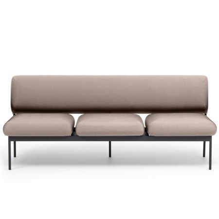 Banquette Fora Care trois places en cuir brun, idéale pour salles d’attente – Fora Care