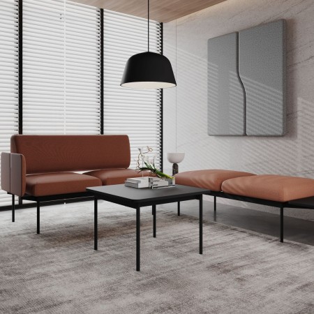 Banquette Fora Care deux places en tissu beige, design épuré – Fora Care 2