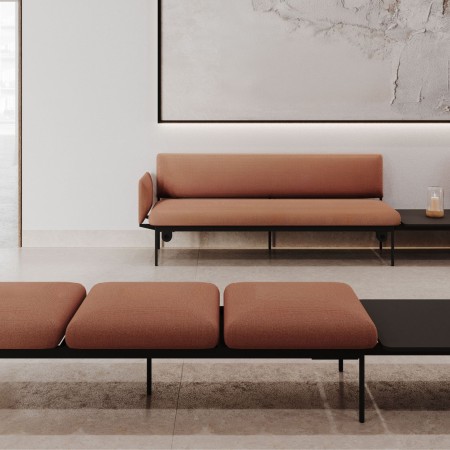 Banquette Fora Care modulable en tissu brun clair, design épuré – Fora Care