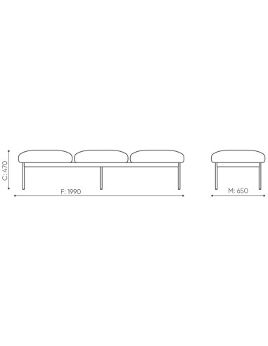 Dimensions de la banquette Fora Care trois places – Fora Care