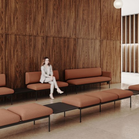 Canapé Fora Care deux places avec accoudoir droit en tissu brun – Fora Care 2